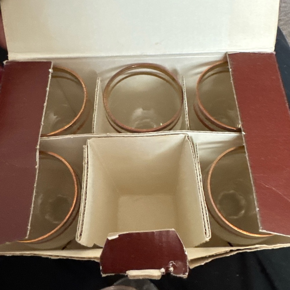 Set of Six Glasses with Gold Rims